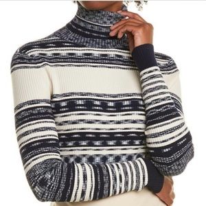 Tory Burch Julie Turtleneck Sweater Navy Ivory